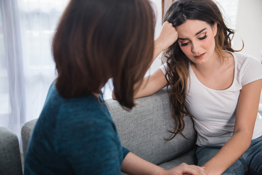 Sad Woman Sharing Her Story